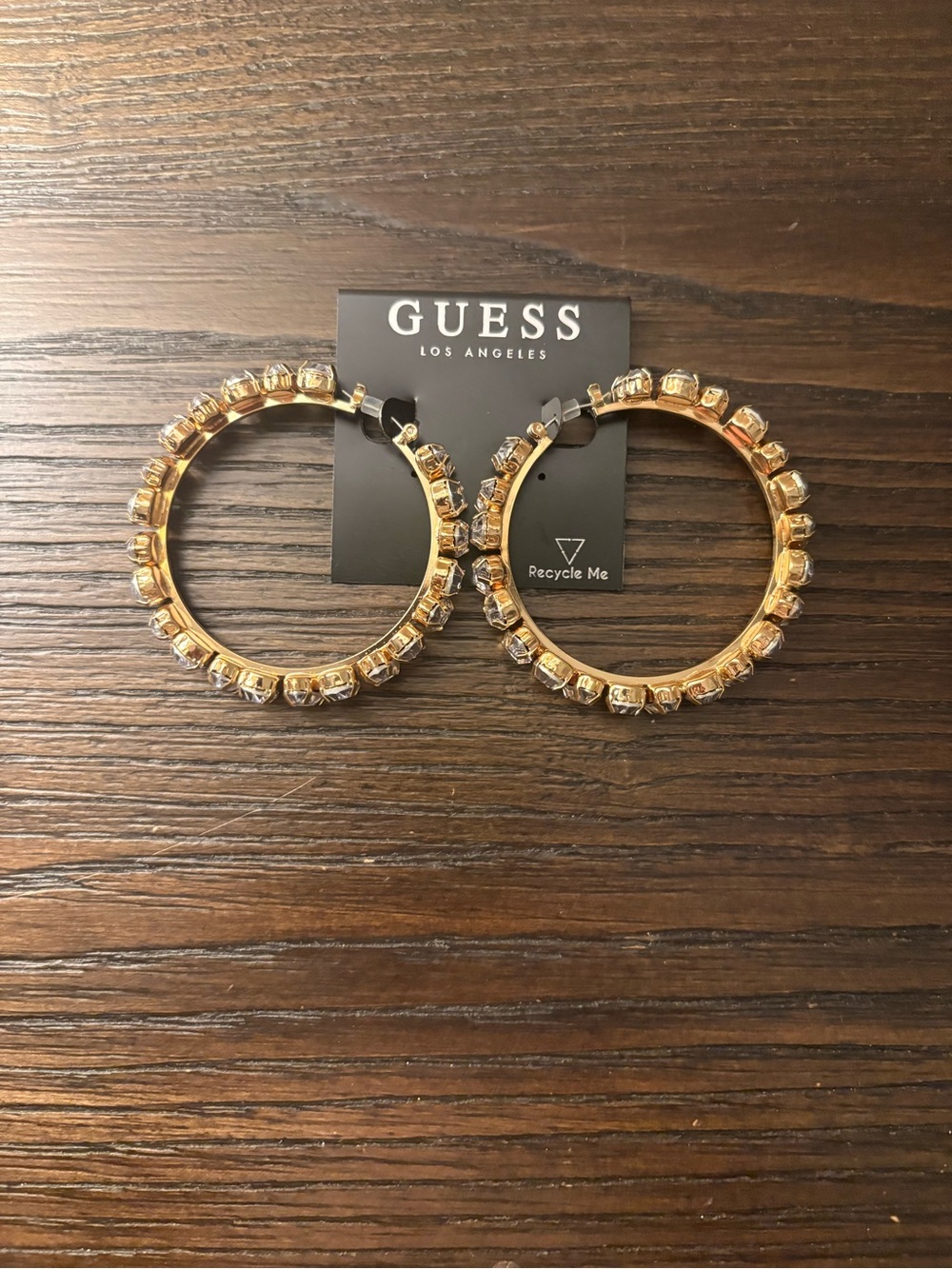 NEW Guess Gold Crystal Hoop Earrings